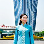 **

A professional businesswoman in a modest Ao Dai (traditional Vietnamese dress), standing in front of the Bitexco Financial Tower in Ho Chi Minh City, fully clothed, appropriate attire, safe for work, perfect anatomy, natural proportions, professional photography, bright daylight, family-friendly.

**