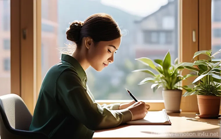 감정전이와 직장 내 스트레스 - **Prompt:** A young professional (male or female, diverse ethnicity) sits at a modern, open-plan off...