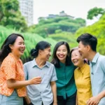 Home 19 감정전이와 신경과학 - **Vibrant Community Joy and Connection:**
"A cheerful and lively outdoor scene depicting a diver...