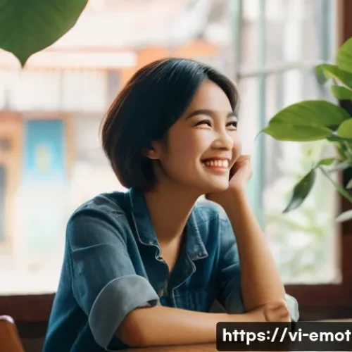 Home 29 감정전이와 심리적 변화 - **Prompt:** A cozy and bustling Vietnamese coffee shop. A young woman, in her mid-20s, with short, s...